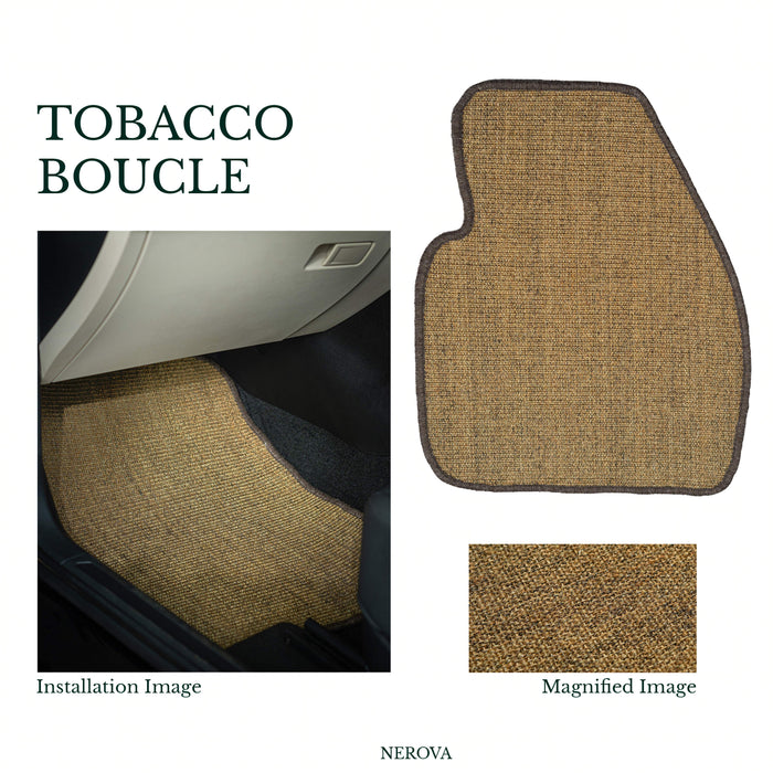 Nerova Origin Tobacco bouclé sisal car mat set — product graphic, warm brown natural sisal