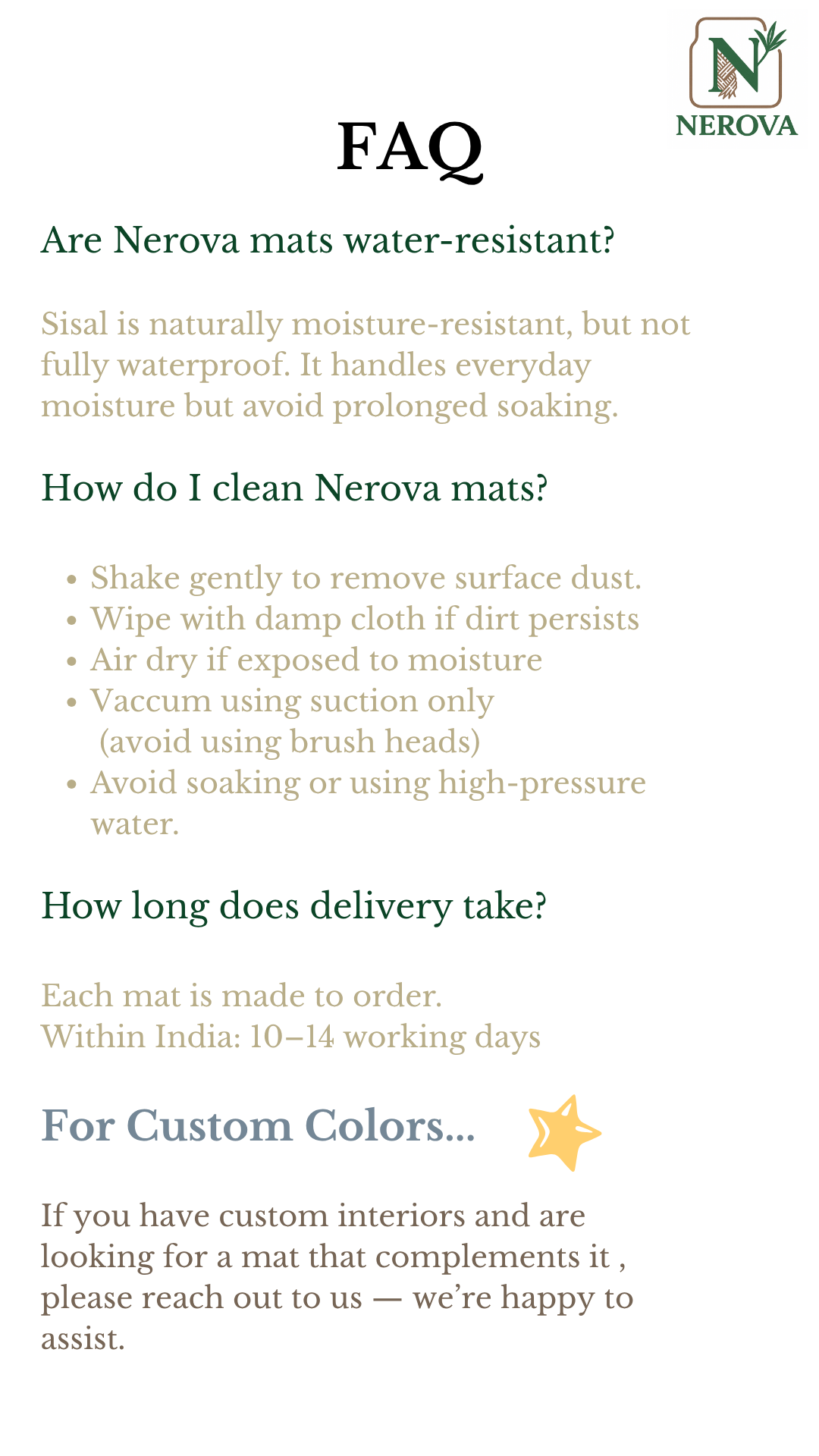 Caring for Your Nerova Mats