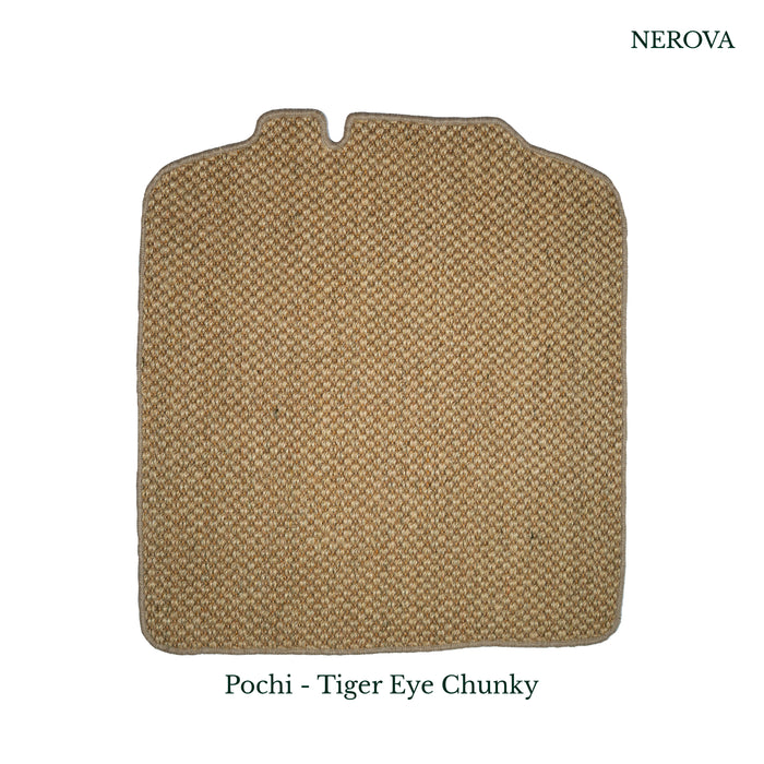 Nerova Pochi Natural chunky sisal boot mat in car trunk — undyed natural sisal, custom-fit boot mat