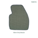 Nerova Silver Grey bouclé sisal car mat in driver footwell — silver grey flat-weave natural sisal, custom-fit India