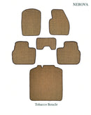Nerova Tobacco bouclé full mat set — front and rear natural sisal car mats, warm brown, custom-fit